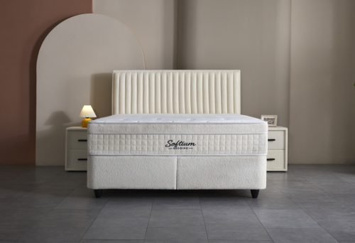 ARDEN buklé szövetes ágyneműtartós ágy SZETT matraccal 180*200