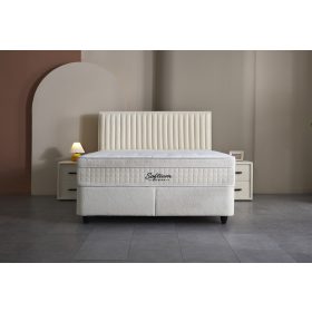   ARDEN buklé szövetes ágyneműtartós ágy SZETT matraccal 160*200