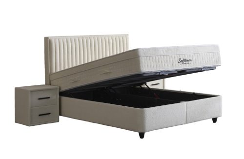 ARDEN buklé szövetes ágyneműtartós ágy SZETT matraccal 160*200