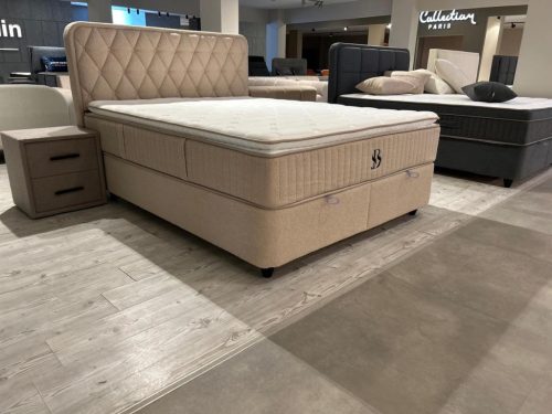 PRESTIGE buklé szövetes ágyneműtartós ágy SZETT matraccal 140*200