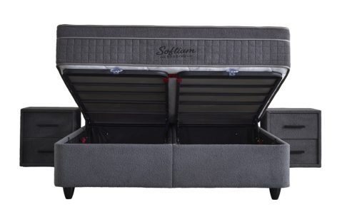 SEREN buklé szövetes ágyneműtartós ágy SZETT matraccal 160*200