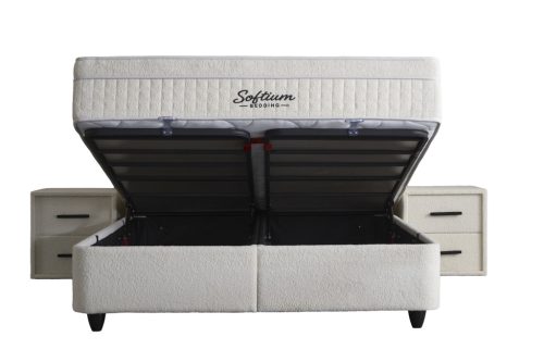 UNIQUE buklé szövetes ágyneműtartós ágy SZETT matraccal 180*200