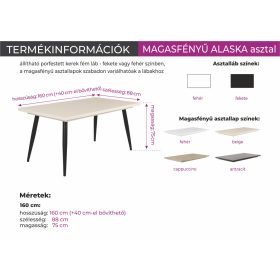   TED étkezőszék ALASKA  magasfényű asztallal - étkezőgarnitúra