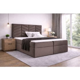 ST6 kárpitozott barna boxpring ágy 200*200