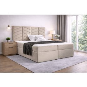 ST6 kárpitozott világosbézs boxpring ágy 200*200