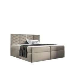ST6 kárpitozott világosbézs boxpring ágy 200*200