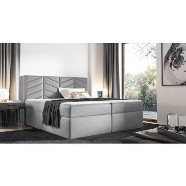 ST6 kárpitozott világosszürke boxspring ágy 200*200