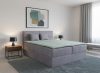 ARAMIS középszürke kárpitozott boxspring ágy 180*200