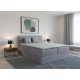 ARAMIS középszürke kárpitozott boxspring ágy 180*200