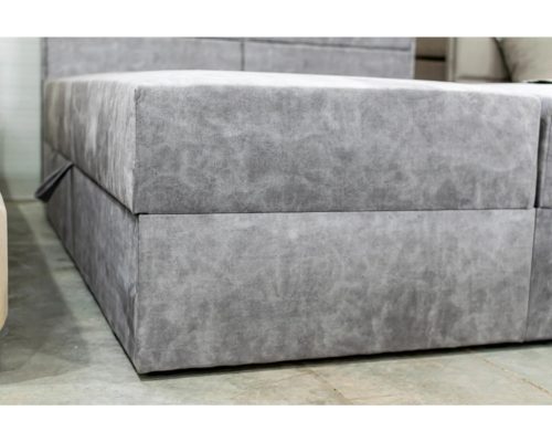 ARAMIS középszürke kárpitozott boxspring ágy 180*200