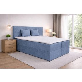 ARAMIS világoskék kárpitozott boxspring ágy 180*200