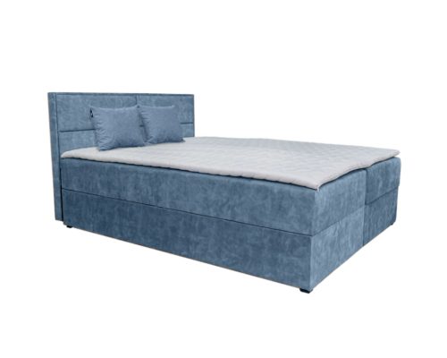 ARAMIS világoskék kárpitozott boxspring ágy 180*200