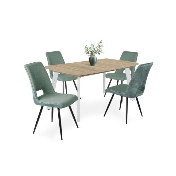 SOMA bővithető étkezőasztal , lekerekített étkezőlappal  sonoma tölgy fehér lábbal