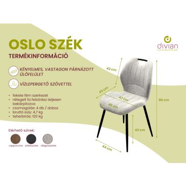 OSLO világosszürke szék vízlepergetős szövettel