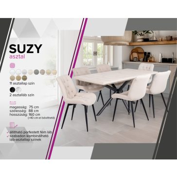 SUZY  bővíthető étkezőasztal több színben