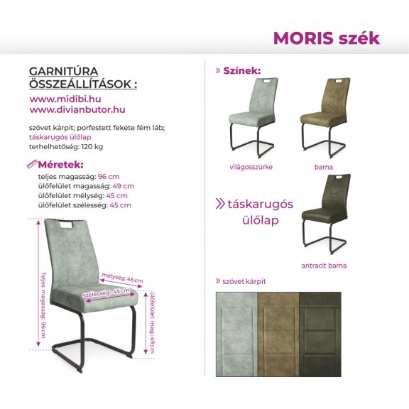 Moris antracit barna szövetes szék