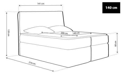 TYP 58 kárpitozott szürkés-bézses boxspring ágy 180*200