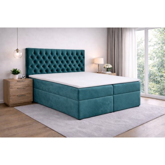 TYP 58 kárpitozott türkiz boxspring ágy 140*200