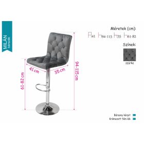 Bar étkezőasztal Milán bárszékkel  - étkezőgarnitúra