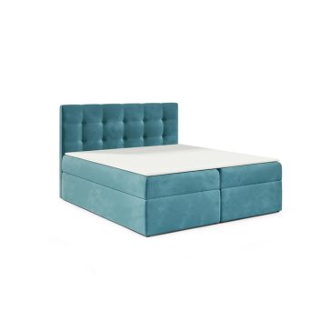 TYP 50  azúrkék kárpitozott boxspring ágy 140*200