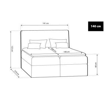 TYP 50  sötétszürke kárpitozott   boxspring ágy 140*200