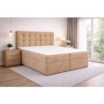 TYP 50  bézs kárpitozott  boxspring ágy 140*200