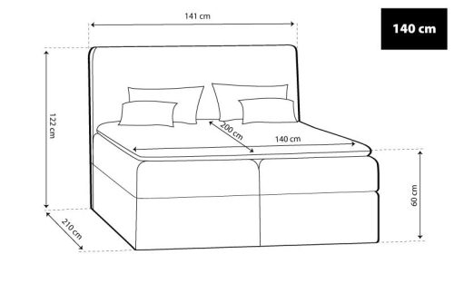 TYP 50  bézs kárpitozott  boxspring ágy 140*200