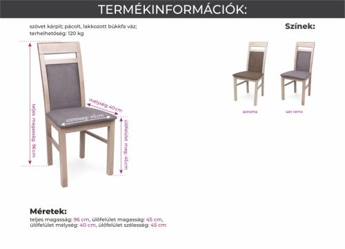 Léna szék Flóra étkezőasztallal  - étkezőgarnitúra