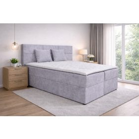 ATOS középszürke kárpitozott boxspring ágy 180*200