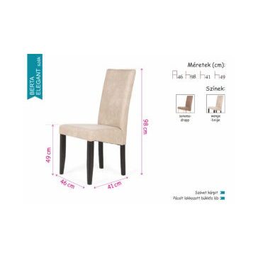 BERTA Elegant wenge-beige szék velúr hatású kárpittal