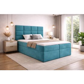 TYP 57 azúrkék kárpitozott  boxspring ágy 140*200