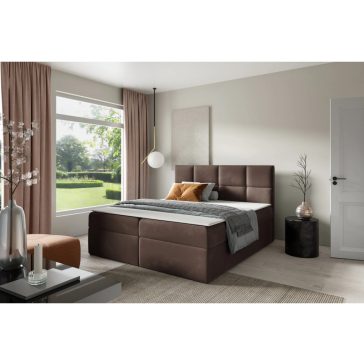 TYP 57 sötétbarna kárpitozott boxspring ágy 140*200