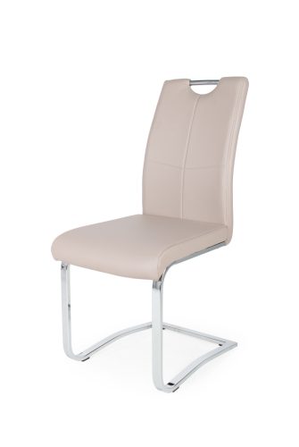 MONA modern hajlított támlás beige műbőr szék króm lábakkal