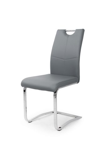 MONA modern hajlított támlás szürke műbőr szék króm lábakkal
