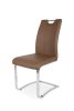 MONA modern hajlított támlás barna műbőr szék króm lábakkal