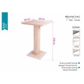   BAR sonoma kisméretű étkezőasztal fém élvédős lábbal