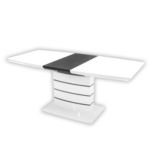 Aurél magasfényű bővíthető modern fehér étkezőasztal