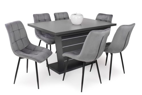 FANNI matt sötétszürke bővíthető modern étkezőasztal