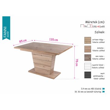 FANNI artisan tölgy bővíthető modern étkezőasztal