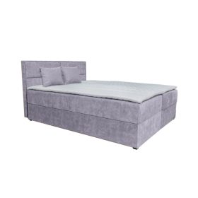 ARAMIS középszürke kárpitozott boxspring ágy 160*200