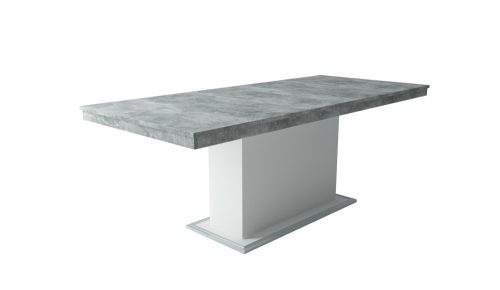 FLÓRA beton fehér bővíthető modern étkezőasztal 120-as méretben