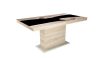 FLÓRA PLUSZ sonoma bővíthető epoxy étkezőasztal festett üveglappal (sonoma- fekete betéttel) 2 méretben
