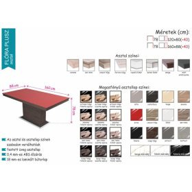   FLÓRA PLUSZ wenge bővíthető epoxy étkezőasztal festett üveglappal (san remo - fekete betéttel)