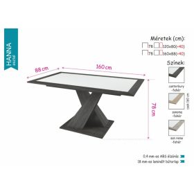   HANNA bővíthető, különleges lábú canterbury étkezőasztal fehér betéttel 160-as méretben
