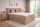 ATOS bézs kárpitozott boxspring ágy 180*200