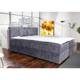 ATOS sötétszürke kárpitozott boxspring ágy 180*200
