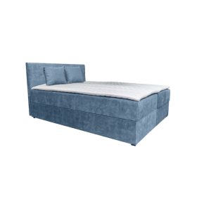 ATOS világoskék kárpitozott boxspring ágy 180*200