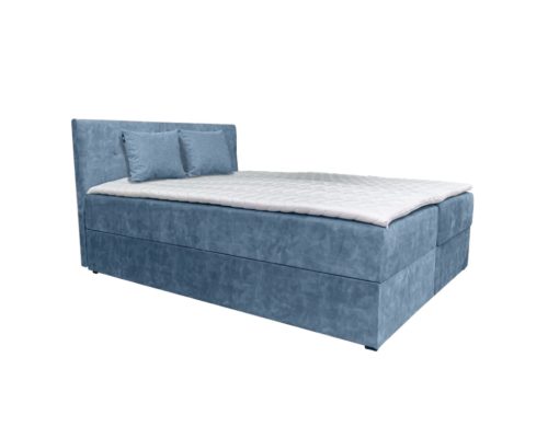 ATOS világoskék kárpitozott boxspring ágy 180*200