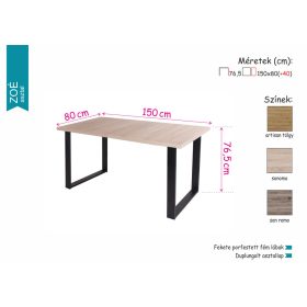 ZOÉ porfestett lábú modern aristan tölgy étkezőasztal