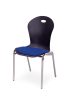 T3 kék konferencia szék hajlított háttámlával, krómozott fém lábakkal, rakásolható